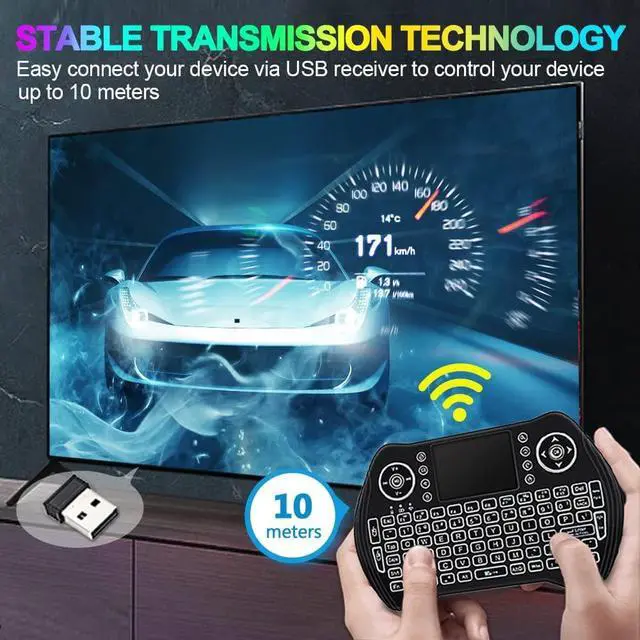 Alt view image 2 of 7 - Backlit Mini Wireless Keyboard With Touchpad Mouse Combo and Multimedia Keys for Android TV Box HTPC PS3 Smart Phone Tablet Mac Linux Windows OS,New Model Mini Keyboard Touchpad Mouse