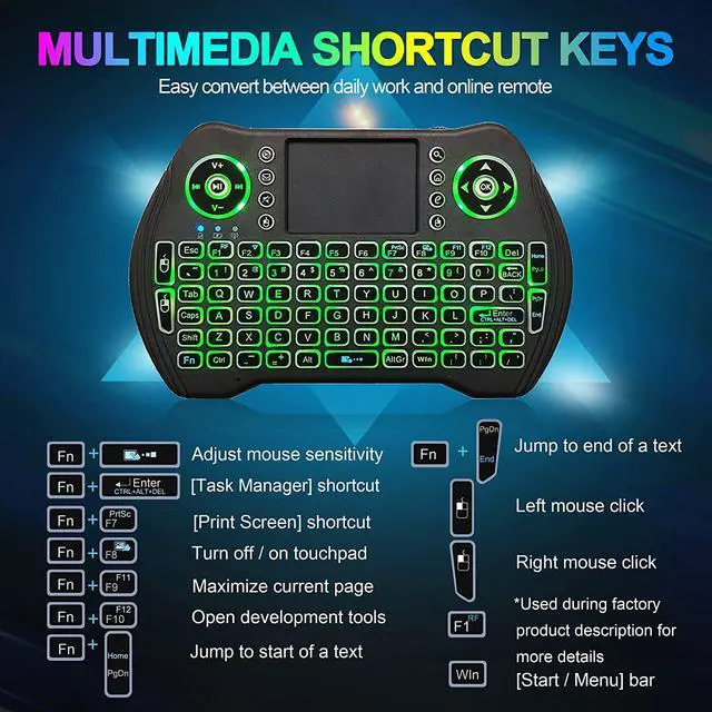 Alt view image 5 of 7 - Backlit Mini Wireless Keyboard With Touchpad Mouse Combo and Multimedia Keys for Android TV Box HTPC PS3 Smart Phone Tablet Mac Linux Windows OS,New Model Mini Keyboard Touchpad Mouse