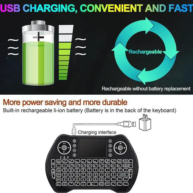 Alt view image 7 of 7 - Backlit Mini Wireless Keyboard With Touchpad Mouse Combo and Multimedia Keys for Android TV Box HTPC PS3 Smart Phone Tablet Mac Linux Windows OS,New Model Mini Keyboard Touchpad Mouse
