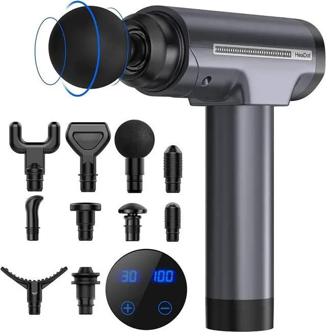 Main image of Muscle Massage Gun, Quiet Deep Tissue Percussion Back Neck Head Hammer Massager for Athletes, 30 Speed Level, LED Touch Screen with 10 Heads