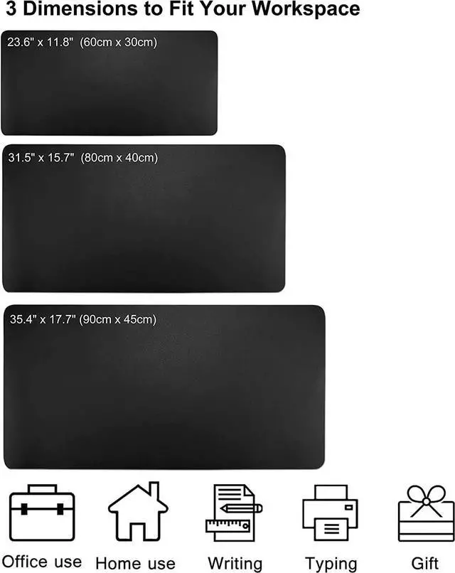 Alt view image 2 of 7 - Dual Sided PU Leather Desk Pad, Mouse Pad, Office Desk Mat, Non-Slip Laptop Desk Pad, Waterproof Desk Writing Pad for Office and Home (31.5" x 15.7", Black)