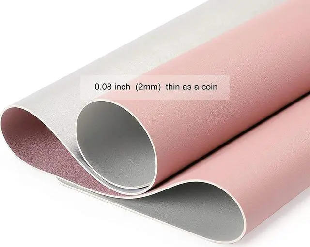 Alt view image 4 of 7 - Dual Sided PU Leather Desk Pad, Mouse Pad, Office Desk Mat, Non-Slip Laptop Desk Pad, Waterproof Desk Writing Pad for Office and Home (31.5" x 15.7", Pink+Silver)