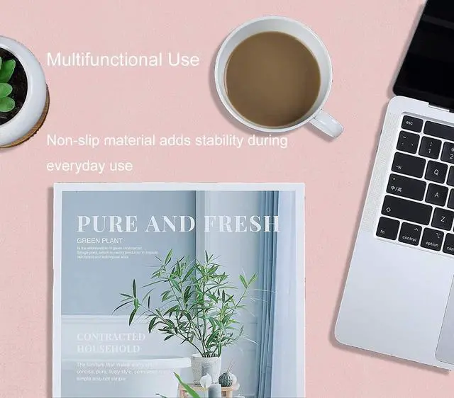 Alt view image 6 of 7 - Dual Sided PU Leather Desk Pad, Mouse Pad, Office Desk Mat, Non-Slip Laptop Desk Pad, Waterproof Desk Writing Pad for Office and Home (31.5" x 15.7", Pink+Silver)