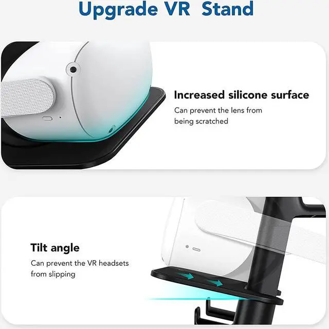 Alt view image 3 of 7 - VR Stand Accessories Compatible with Quest 2/Rift S/Valve Index/HP Reverb G2/Quest/PSVR 2/ Pico 4 VR Headset and Touch Controllers Black