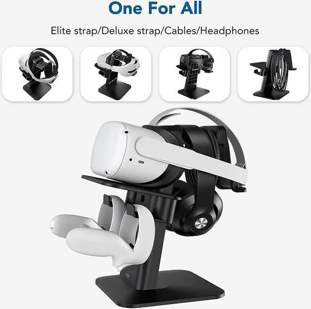 Alt view image 7 of 7 - VR Stand Accessories Compatible with Quest 2/Rift S/Valve Index/HP Reverb G2/Quest/PSVR 2/ Pico 4 VR Headset and Touch Controllers Black