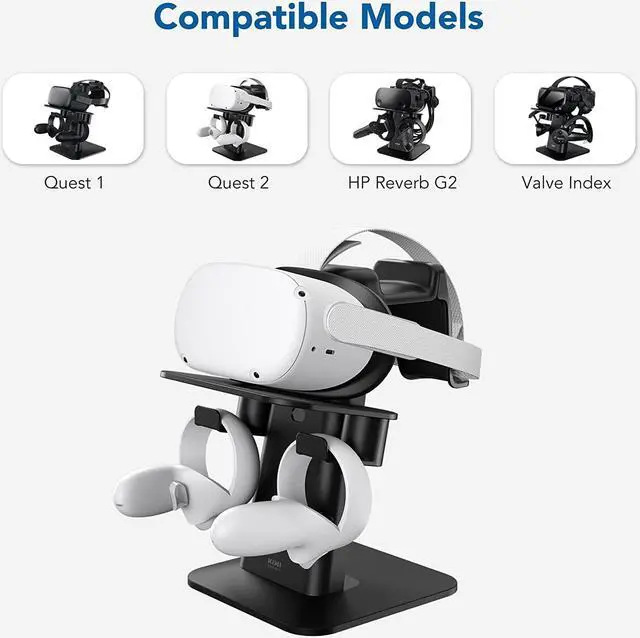 Alt view image 2 of 7 - VR Stand Accessories Compatible with Quest 2/Rift S/Valve Index/HP Reverb G2/Quest/PSVR 2/ Pico 4 VR Headset and Touch Controllers Black