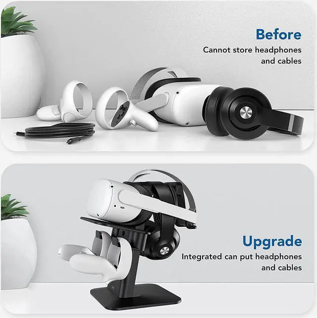 Alt view image 6 of 7 - VR Stand Accessories Compatible with Quest 2/Rift S/Valve Index/HP Reverb G2/Quest/PSVR 2/ Pico 4 VR Headset and Touch Controllers Black