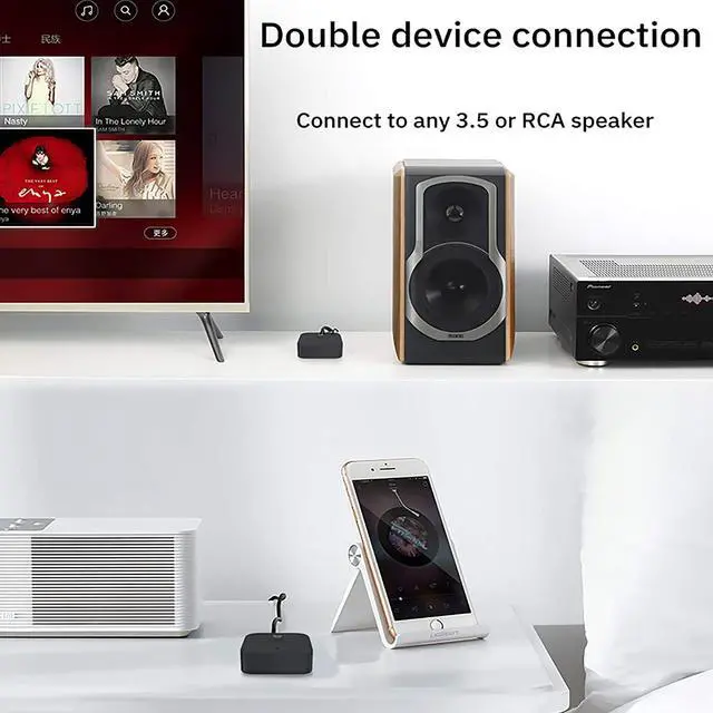 Alt view image 3 of 7 - 5.0 Bluetooth Audio Receiver Adapter,NFC Wireless Bluetooth Extender,3.5mm AUX or RCA Input Speaker,Amplifier,Car Audio,Headphone,Home Stereo Theater System,Stereo Audio Component Receivers