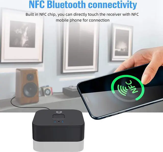Alt view image 6 of 7 - 5.0 Bluetooth Audio Receiver Adapter,NFC Wireless Bluetooth Extender,3.5mm AUX or RCA Input Speaker,Amplifier,Car Audio,Headphone,Home Stereo Theater System,Stereo Audio Component Receivers