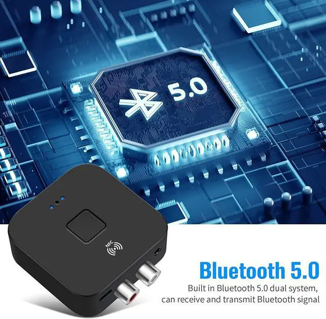 Alt view image 5 of 7 - 5.0 Bluetooth Audio Receiver Adapter,NFC Wireless Bluetooth Extender,3.5mm AUX or RCA Input Speaker,Amplifier,Car Audio,Headphone,Home Stereo Theater System,Stereo Audio Component Receivers