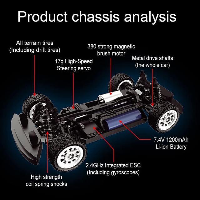 Alt view image 4 of 6 - Remote Control High Speed RC Drift Car for Adults, Proportional Throttle & Steering Control Drift RC Racing Car 20MPH Fast Speed Buggy Drifting Vehicles Monster Truck with Lights