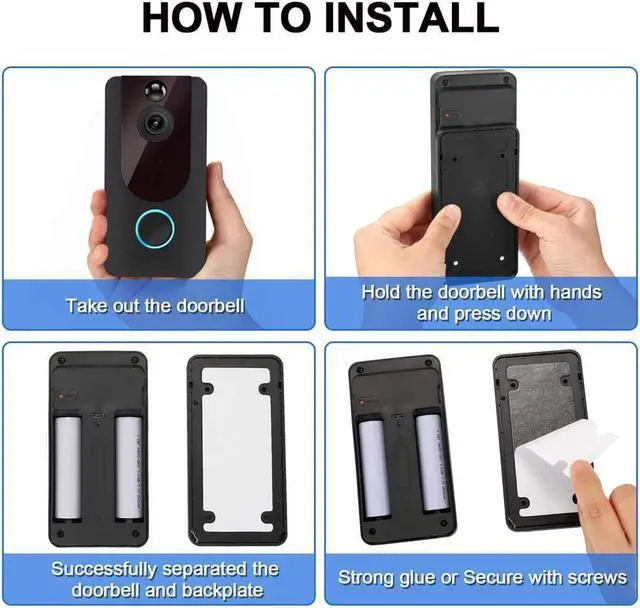 Alt view image 5 of 7 - Video Doorbell Wireless WiFi, BlumWay Smart Doorbell Camera with 1080P HD, Two-Way Talk, Motion Detector, Night Vision, Free Cloud Storage, Rechargeable Waterproof for Home Outdoor