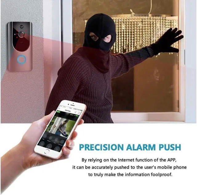 Alt view image 4 of 6 - Smart Wireless Video Doorbell Camera WiFi with Motion Detector, Doorbell Security Camera, 2.4GHz WiFi, Free Cloud Storage, Night Vision, Two-Way Audio, Real-time Video, for iOS & Android