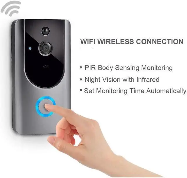Alt view image 3 of 6 - Smart Wireless Video Doorbell Camera WiFi with Motion Detector, Doorbell Security Camera, 2.4GHz WiFi, Free Cloud Storage, Night Vision, Two-Way Audio, Real-time Video, for iOS & Android