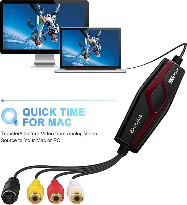 Alt view image 2 of 7 - USB 2.0 Video Capture Card Device Converter, Easy to Use Capture, Edit and Save Analog Video to Digital Files for Your Mac OS X or Windows 7 8 10 PC, One Touch VHS VCR TV to DVD