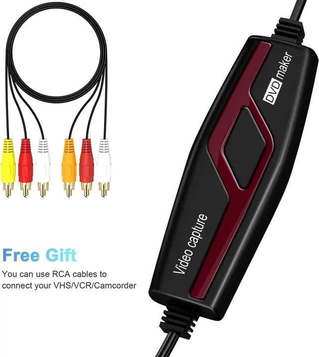 Alt view image 4 of 7 - USB 2.0 Video Capture Card Device Converter, Easy to Use Capture, Edit and Save Analog Video to Digital Files for Your Mac OS X or Windows 7 8 10 PC, One Touch VHS VCR TV to DVD