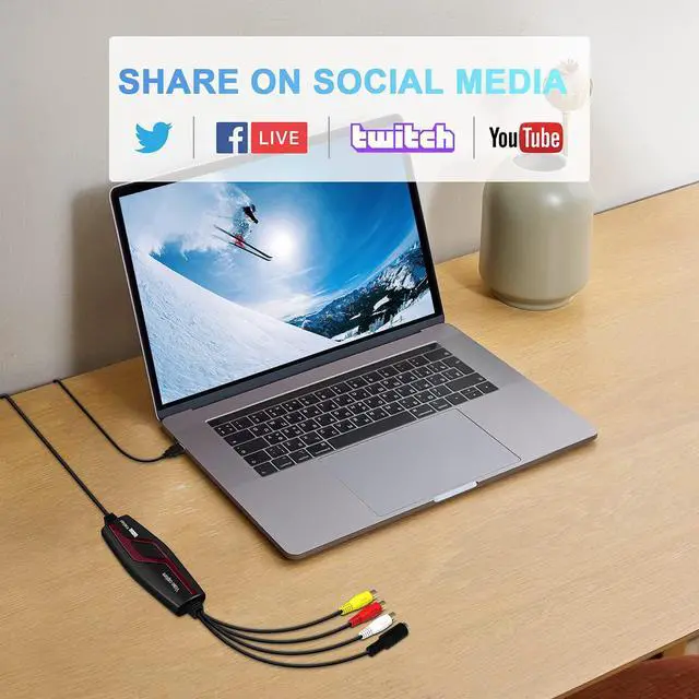 Alt view image 5 of 7 - USB 2.0 Video Capture Card Device Converter, Easy to Use Capture, Edit and Save Analog Video to Digital Files for Your Mac OS X or Windows 7 8 10 PC, One Touch VHS VCR TV to DVD