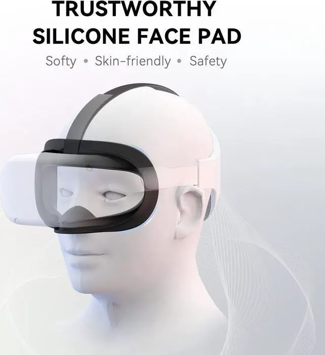 Alt view image 4 of 7 - VR Face Cover and Lens Cover Compatible with Meta/Oculus Quest 2, Sweatproof Silicone Face Pad Mask & Face Cushion for Oculus Quest 2 VR Headset, Washable Lightproof Anti-Leakage