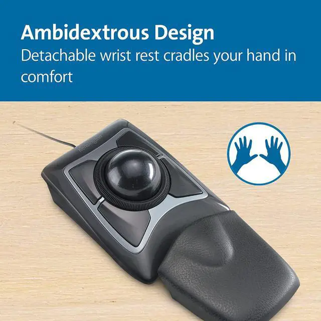 Alt view image 6 of 7 - Kensington Expert Trackball Mouse, Diamond Eye Optical tracking, Award-winning Scroll Ring, Large ball for maximum precision and control, Wired USB Connection with TrackballWorks Customization