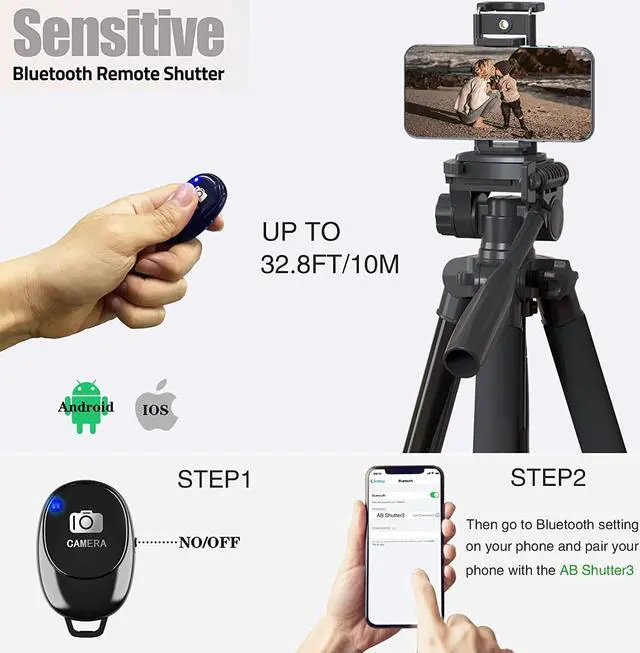 Alt view image 6 of 7 - 74.8" Camera Tripod for Canon Nikon Cell Phone Tall Tripod Travel Bag Phone Tablet Holder Compatible with DSLR Cameras, Cell Phones, Projector, Binocular, Spotting Scopes