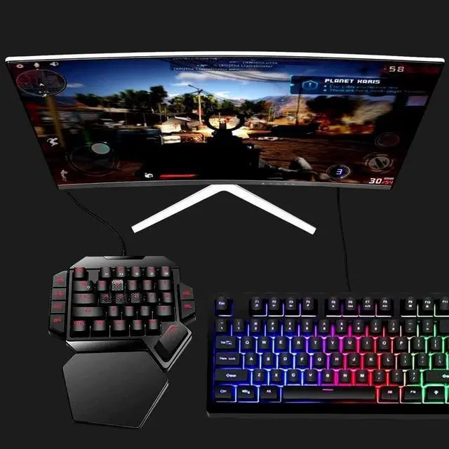 Alt view image 2 of 7 - RGB One Handed Mechanical Gaming Keyboard,Colorful Backlit Professional Gaming Keyboard with Wrist Rest Support,USB Wired Single Hand Mechanical Keyboard for Game