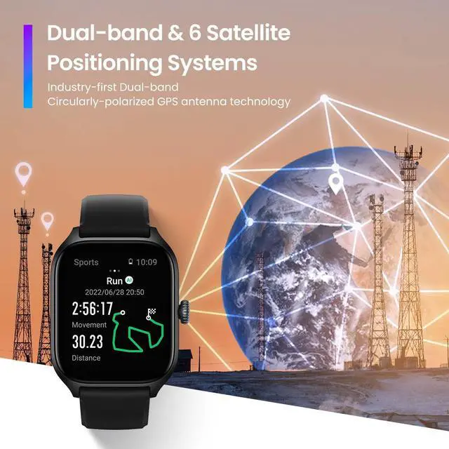 Alt view image 2 of 7 - Amazfit GTS 4 Smart Watch for Men, Dual-Band GPS, Alexa Built-in, Bluetooth Calls, 150+ Sports Modes, Heart Rate SPO Monitor, 1.75 AMOLED Display, Health Fitness Watch for Android iPhone, Black
