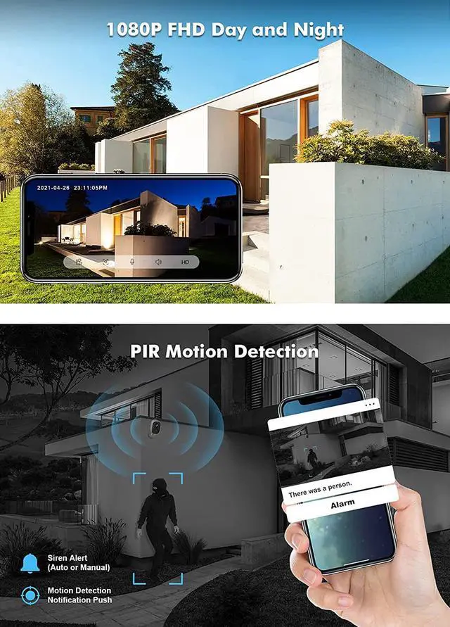 Alt view image 3 of 6 - Security Cameras Wireless Outdoor - Spotlight & Siren, 1080P Battery Powered WiFi Cameras for Home Security, AI Motion Detection, Color Night Vision, 2-Way Talk, Waterproof, SD/Cloud