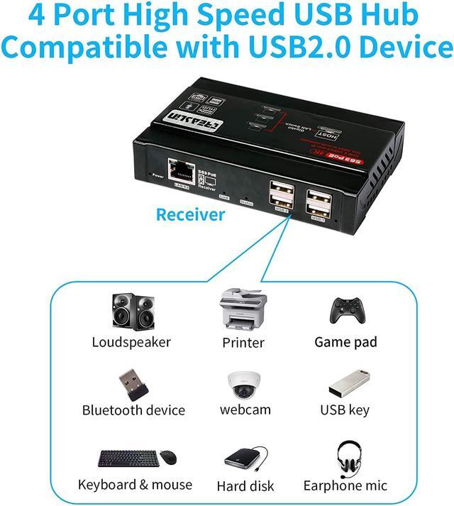 Alt view image 2 of 6 - TreasLin HDMI USB KVM Extender(Only Receiver) 4K@30Hz, KVM Over IP Supports Gigabit POE Network Switch Over Cat5e/6 up to 383ft,USB 2.0 port4 with Independent EDID Management Extender