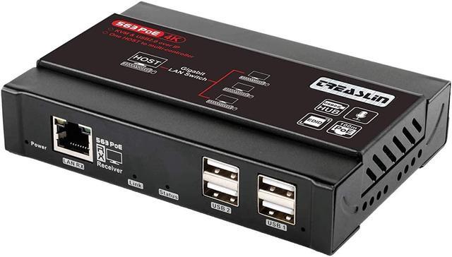 Main image of TreasLin HDMI USB KVM Extender(Only Receiver) 4K@30Hz, KVM Over IP Supports Gigabit POE Network Switch Over Cat5e/6 up to 383ft,USB 2.0 port4 with Independent EDID Management Extender