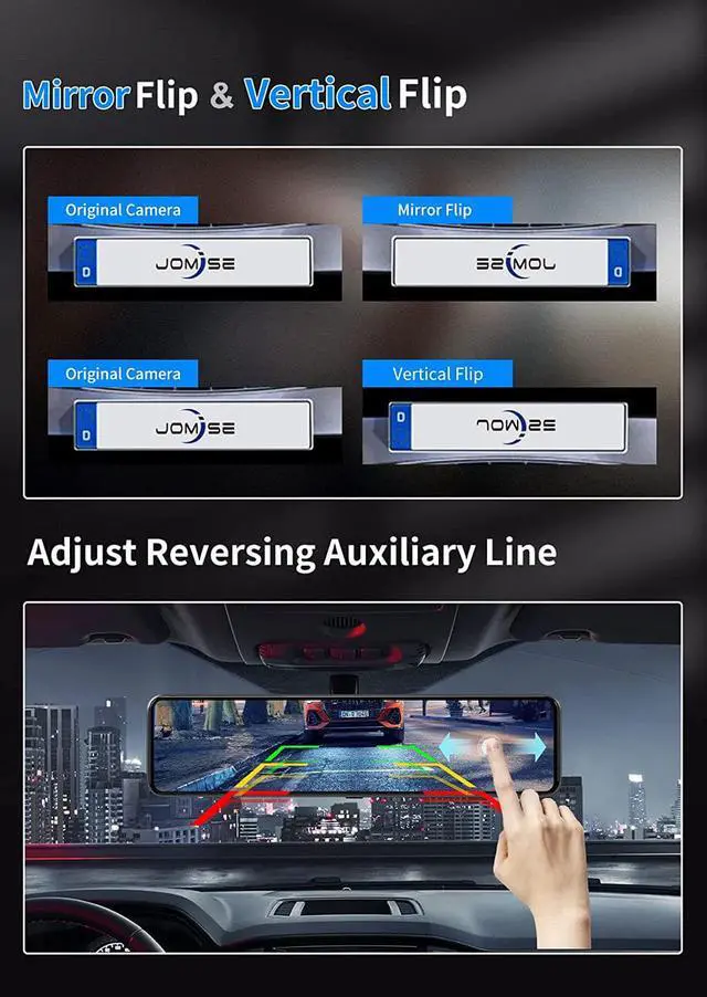 Alt view image 7 of 7 - 4K Mirror Dash Cam Front and Rear, Rearview Mirror Camera for Cars & Trucks with 11" IPS Touch Screen, Backup Camera with Type-C Connector/ Starvis Sensor/ Parking Monitor/Free 32GB Card-G814