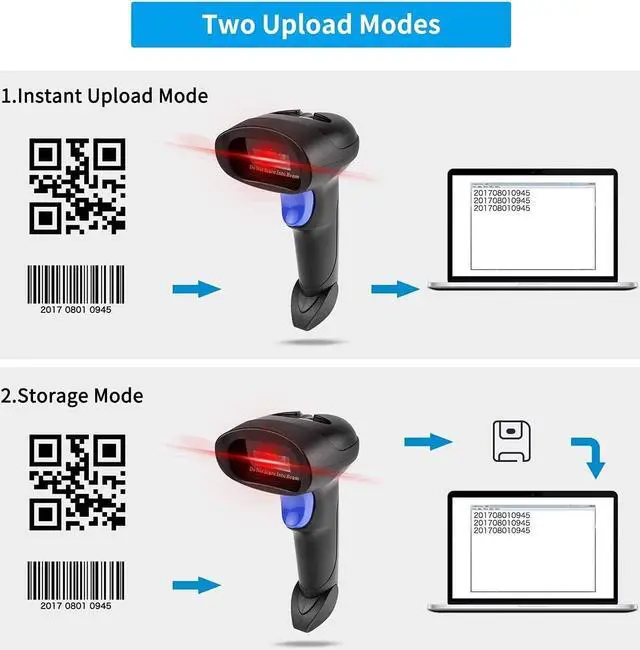 Alt view image 6 of 7 - Bluetooth QR Barcode Scanner with Stand, 3 in 1 Wireless 1D 2D Bar Code Scanner USB Image Bar Code Reader for Computer, Tablet, iPhone, iPad, Android