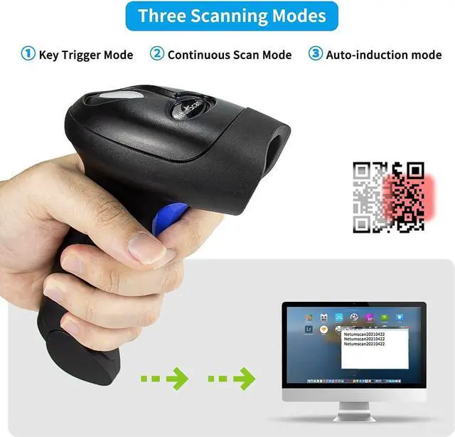 Alt view image 3 of 7 - Bluetooth QR Barcode Scanner with Stand, 3 in 1 Wireless 1D 2D Bar Code Scanner USB Image Bar Code Reader for Computer, Tablet, iPhone, iPad, Android