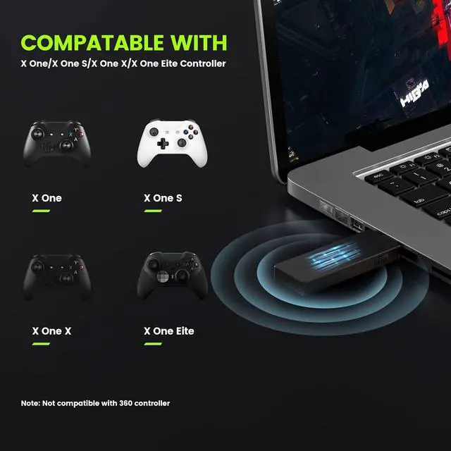 Alt view image 4 of 7 - Wireless Adapter Compatible with Xbox One Controller for Windows 10/8.1/8/7