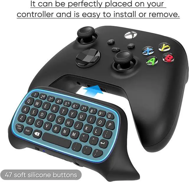 Alt view image 4 of 7 - Controller Keyboard for Xbox Series X/ S/ for Xbox One/ One S, Wireless Bluetooth Gaming Chatpad Keypad with USB Receiver, Built-in Speaker & 3.5mm Audio Jack for Xbox Series X/ S/ One/ One S, Black
