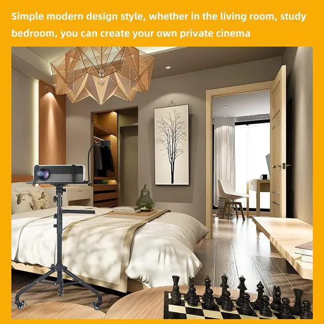 Alt view image 7 of 7 - Projector Stand Tripod on Wheels,Projector Tripod Stand Adjustable Height 29 to 52 Inch,with Removable Mouse Tray and Phone Holder,Portable Laptop Tripod Stand