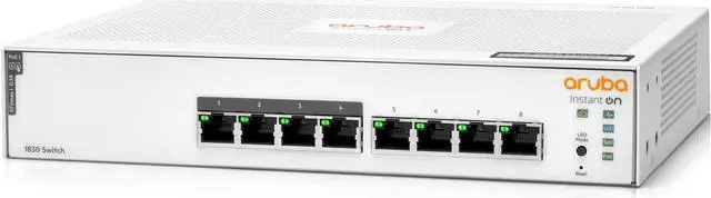 Main image of Aruba Instant On 1830 8-Port Gb | 4-Port Class 4 PoE Smart Switch (65W) - 8X 1G |Fanless | US Cord (JL811A#ABA)