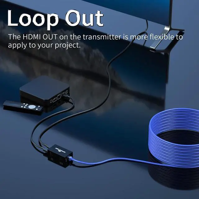 Alt view image 5 of 7 - 4K HDMI Extender, Ultra HD 4K@60Hz Over Cat5e/6 Up to 200ft/60m, Extended Audio and Video, Supports Loop Out, IR, HDCP 2.2/1.4 YUV 444