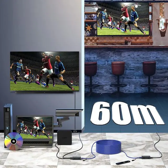 Alt view image 4 of 7 - 4K HDMI Extender, Ultra HD 4K@60Hz Over Cat5e/6 Up to 200ft/60m, Extended Audio and Video, Supports Loop Out, IR, HDCP 2.2/1.4 YUV 444