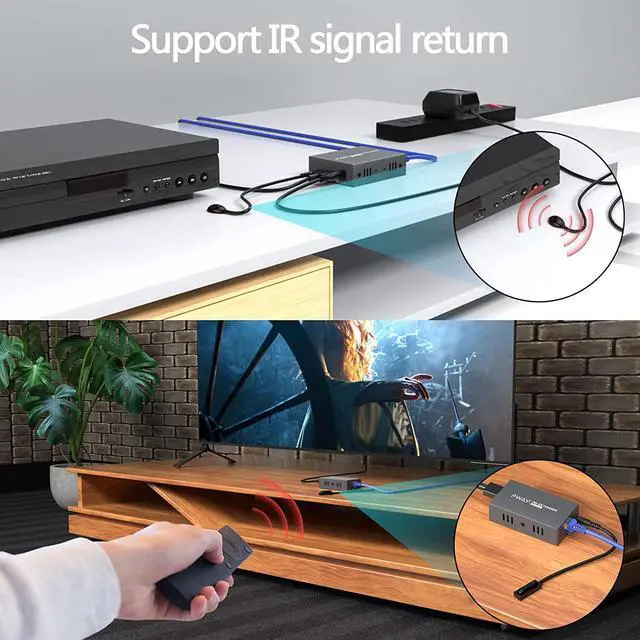 Alt view image 6 of 7 - 4K HDMI Extender, Ultra HD 4K@60Hz Over Cat5e/6 Up to 200ft/60m, Extended Audio and Video, Supports Loop Out, IR, HDCP 2.2/1.4 YUV 444