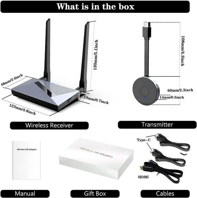 Alt view image 6 of 7 - Wireless HDMI Transmitter and Receiver,Wireless HDMI 4k Extender Kit, HDMI Adapter Support 4K@30Hz, Support 2.4/5GHz Player Streaming Video/Audio from Laptop/PC/Phone to HDTV/Projector/Monitor