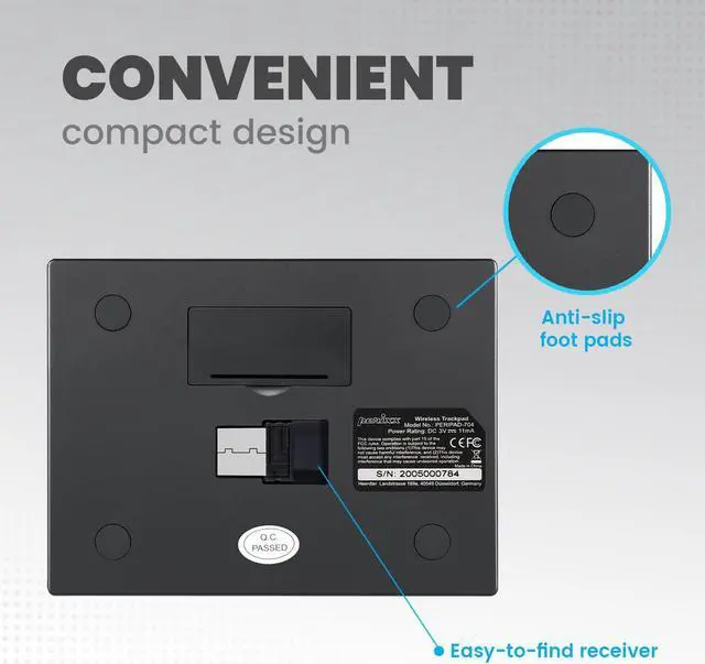 Alt view image 13 of 13 - Perixx PERIPAD-504 Wired USB Multigesture Touchpad Large Tracking Surface Left & Right Buttons