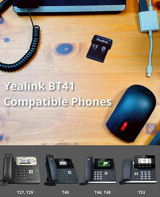 Alt view image 4 of 7 - Yealink BT41 Bluetooth Adapter USB Dongle Accessory for Headphones/Headsets - for Yealink IP Phones T27G, T29G, T46G, T48G, T41S, T42S, T46S, T48S, T53, GTW Microfiber