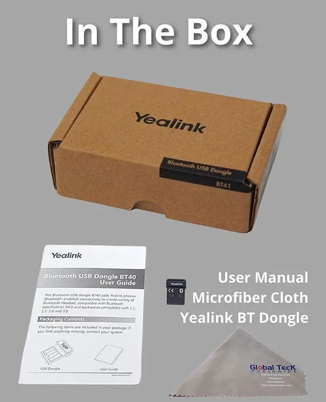 Alt view image 3 of 7 - Yealink BT41 Bluetooth Adapter USB Dongle Accessory for Headphones/Headsets - for Yealink IP Phones T27G, T29G, T46G, T48G, T41S, T42S, T46S, T48S, T53, GTW Microfiber