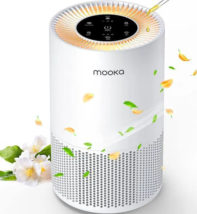 Main image of Air Purifiers for Home Large Rooms up to 1200ft², MOOKA H13 True HEPA Air Purifier for Bedroom Pets with Fragrance Sponge, Timer, Air Filter Cleaner for Dust, Smoke, Odor, Dander, Pollen (White)