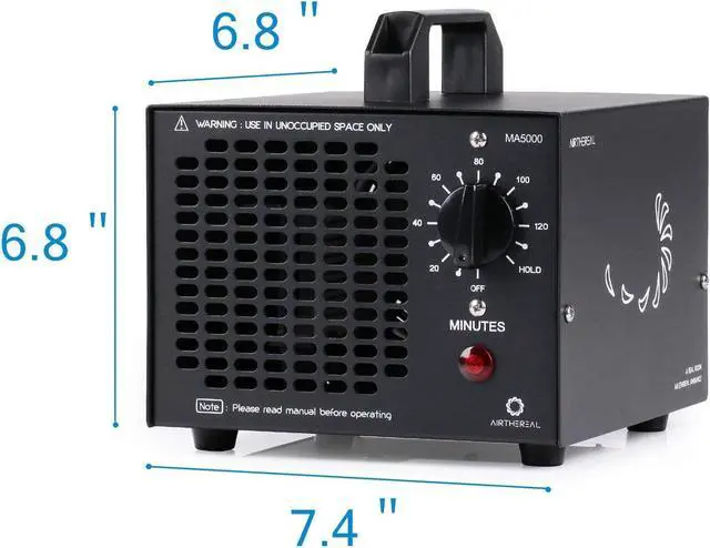 Alt view image 7 of 7 - AIRTHEREAL MA5000 Commercial Ozone Generator, 5000mg/h O3 Machine Home Air Ionizers Deodorizer for Rooms, Smoke, Cars and Pets, Black