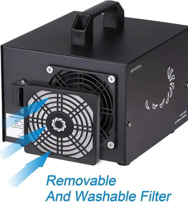 Alt view image 6 of 7 - AIRTHEREAL MA5000 Commercial Ozone Generator, 5000mg/h O3 Machine Home Air Ionizers Deodorizer for Rooms, Smoke, Cars and Pets, Black