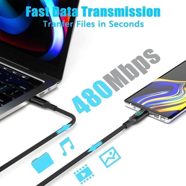 Chipofy USB C Cable, LED Power Display E-Marker PD 100W 5A Fast Charging  6.6ft 480Mbps Data Transmission Type C Cable for MacBook Pro, Samsung Galaxy,  iPad and More (6.6) 