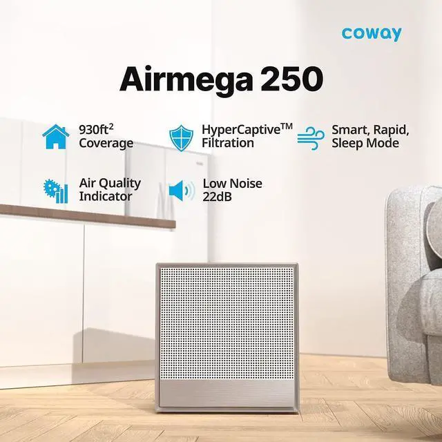 Alt view image 2 of 7 - Coway Airmega 250 Smart Air Purifier, True HEPA Air Purifier with Smart Technology, Covers 930 sq. ft.