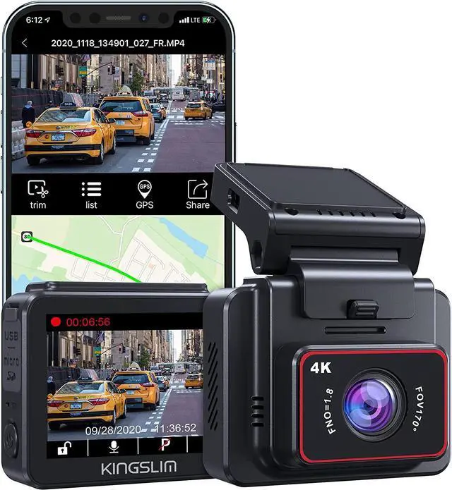Main image of Kingslim D5-4K Dash Cam with WiFi - Front Dash Camera for Cars with GPS and Speed, Sony Night Vision, Support APP and 256GB Max