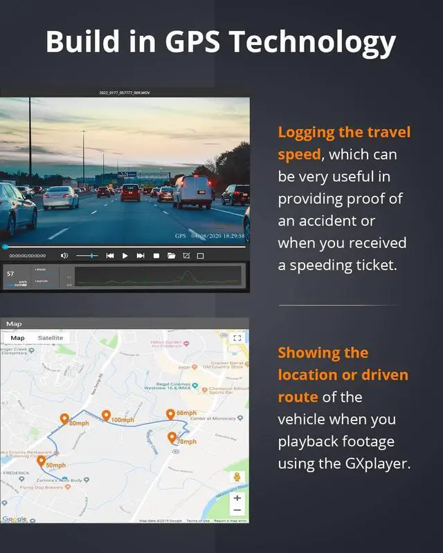 Alt view image 5 of 7 - Kingslim D5-4K Dash Cam with WiFi - Front Dash Camera for Cars with GPS and Speed, Sony Night Vision, Support APP and 256GB Max